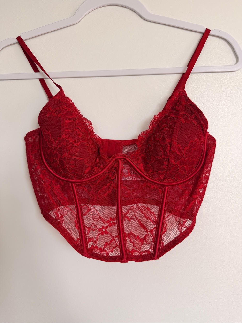 Garage Red Lace Longline Underwire Bralette
